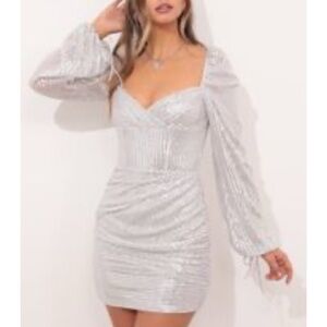 Lucy in the Sky Silver Long Sleeve Dress